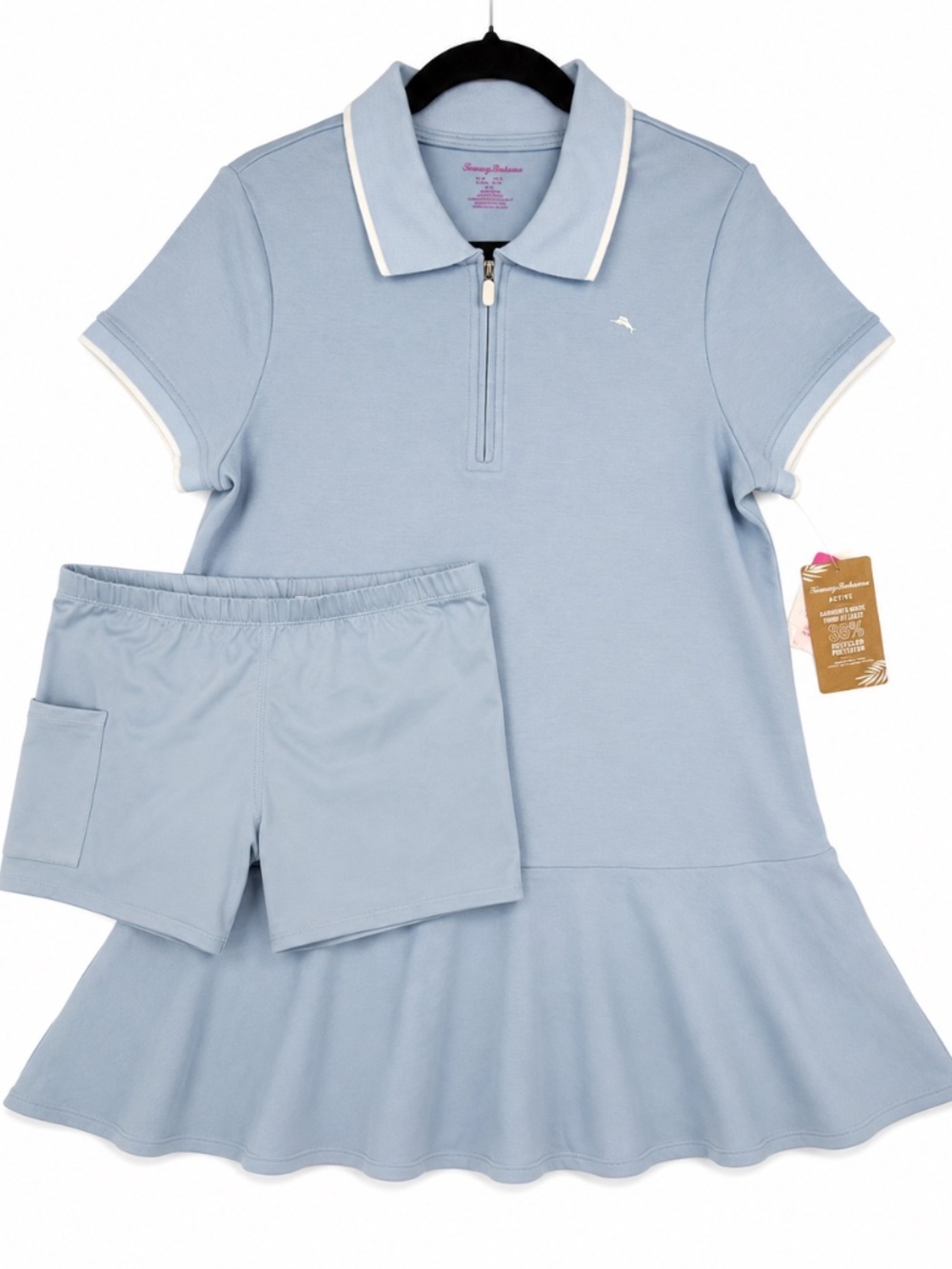 NWT Tommy Bahama Active Golf Dress M Blue 1/4 Zip Tennis Dress With Shorts Size